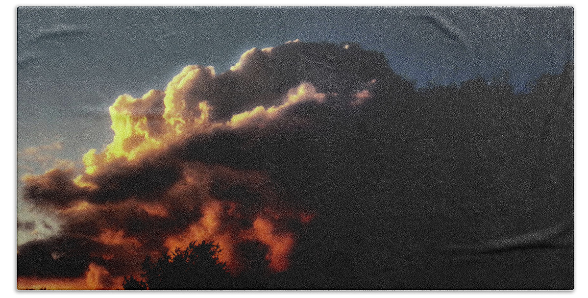 Sunset Beach Towel featuring the photograph Fire in the Sky by Christopher Reed