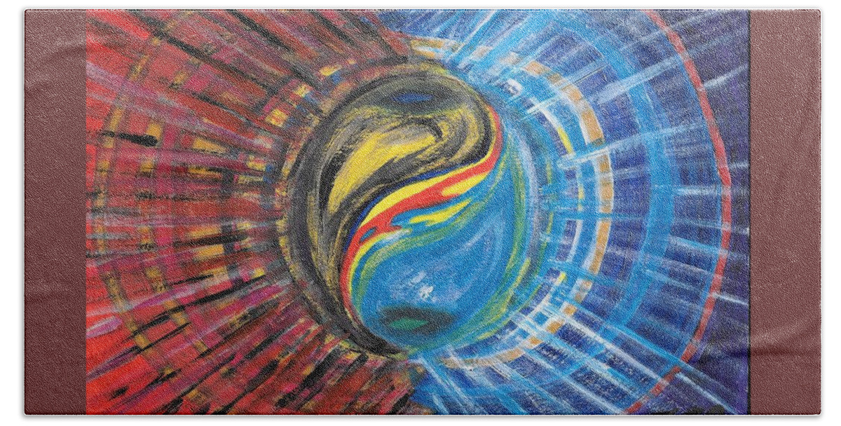 Yin Beach Towel featuring the painting Fire with Ice by Esoteric Gardens KN