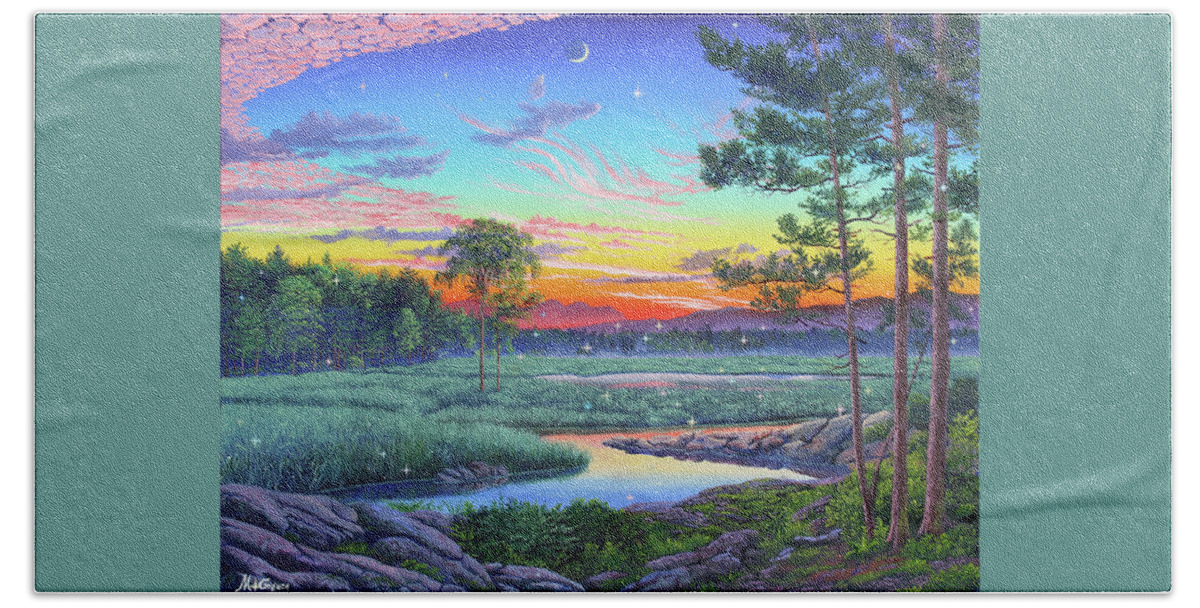 Firefly Beach Towel featuring the painting Fireflies by Michael Goguen