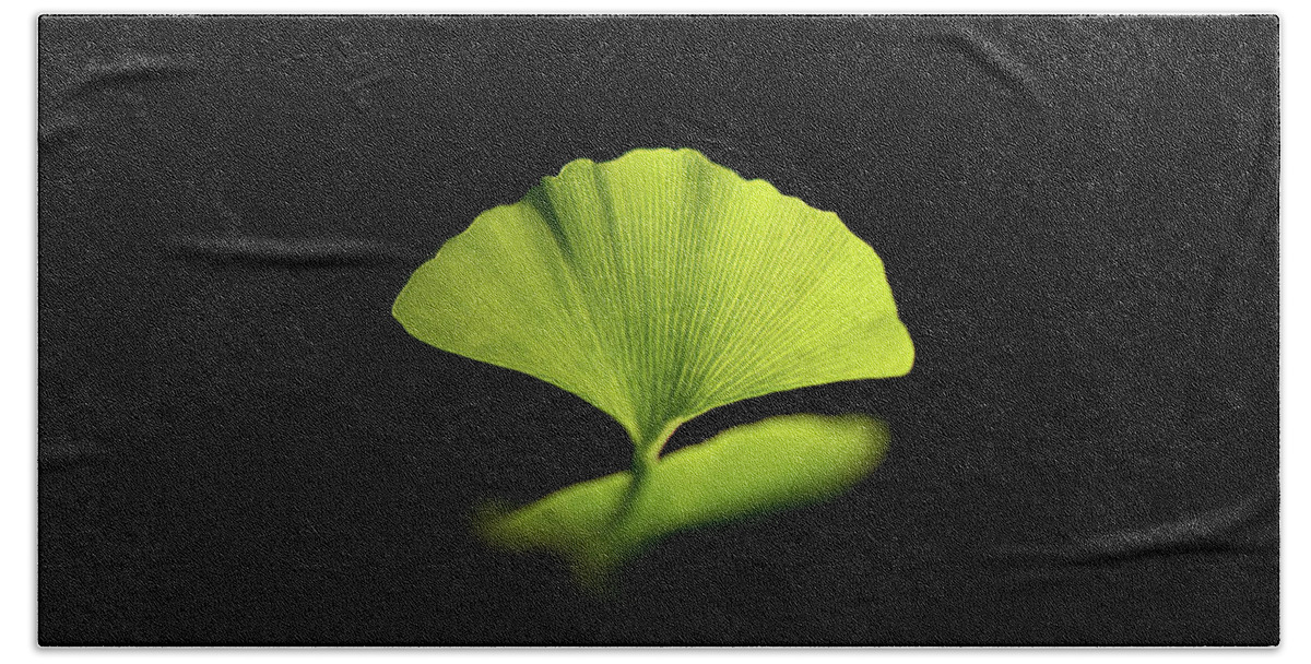 Leaves Beach Towel featuring the photograph First Ginkgo Leaf by Philippe Sainte-Laudy
