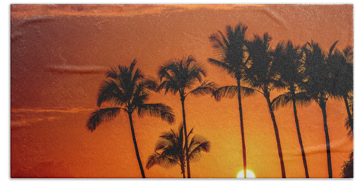 Hawaii Beach Towel featuring the photograph First Sunset of 2020 by John Bauer
