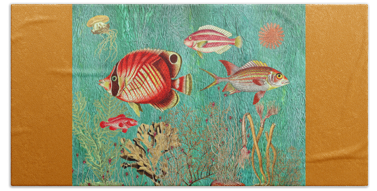 Tropical Fish Beach Towel featuring the mixed media Fish Traffic by Lorena Cassady