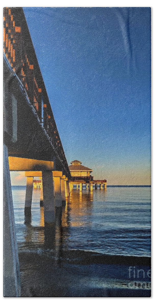 Fort Myers Beach Towel featuring the photograph Fishing Pier Fort Myers Beach Early In The Morning by Claudia Zahnd-Prezioso