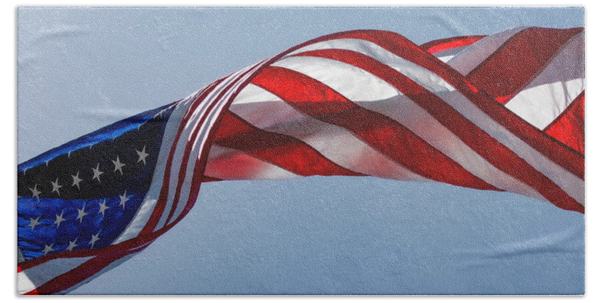 America Beach Sheet featuring the photograph Flag Day by Linda Bonaccorsi