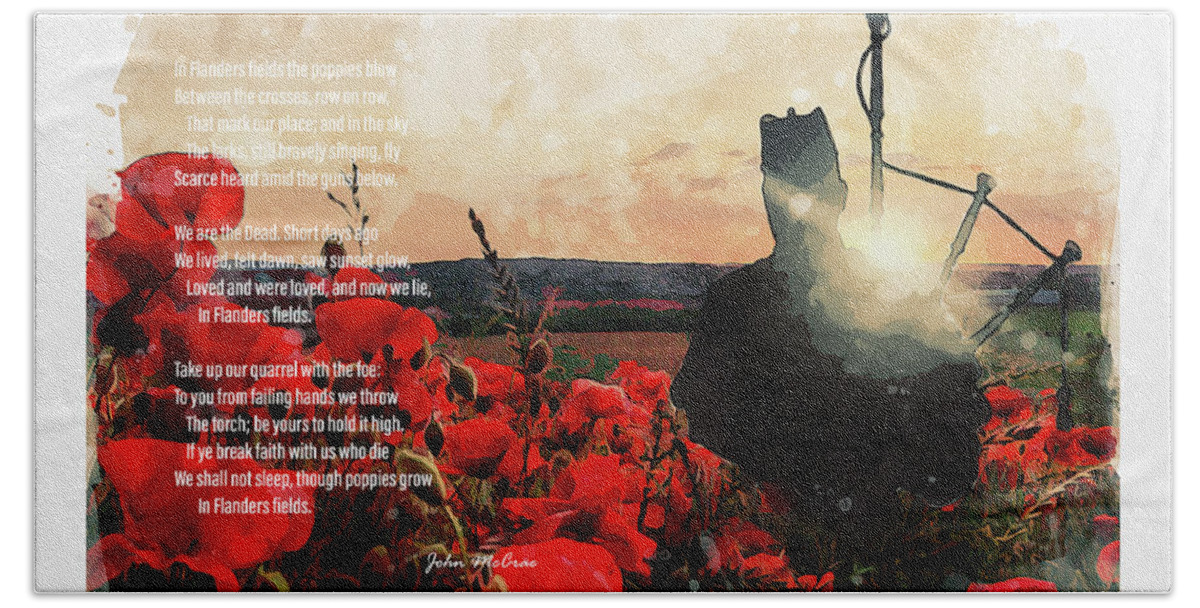 Soldier Poppies Beach Towel featuring the digital art Flanders Field by Airpower Art