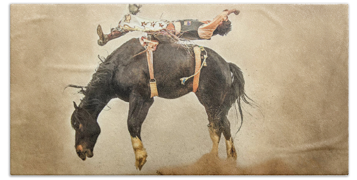 Bronc Beach Towel featuring the photograph Flat Out by Debra Boucher
