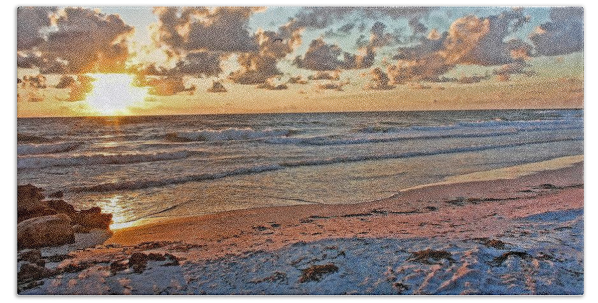 Tropical Beaches Beach Towel featuring the photograph Florida Gulf Coast Sunset by HH Photography of Florida