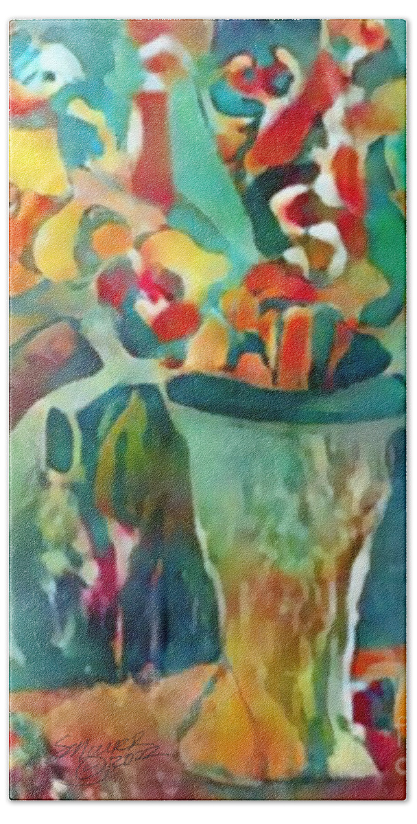 Floral Art; Flower Art; Wall Art; Floral Beach Towel featuring the digital art Floral Arrangement 003 by Stacey Mayer