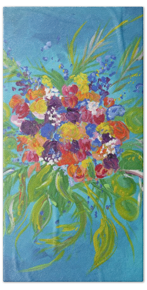 Flower Beach Towel featuring the painting Flower Bouquet by Britt Miller
