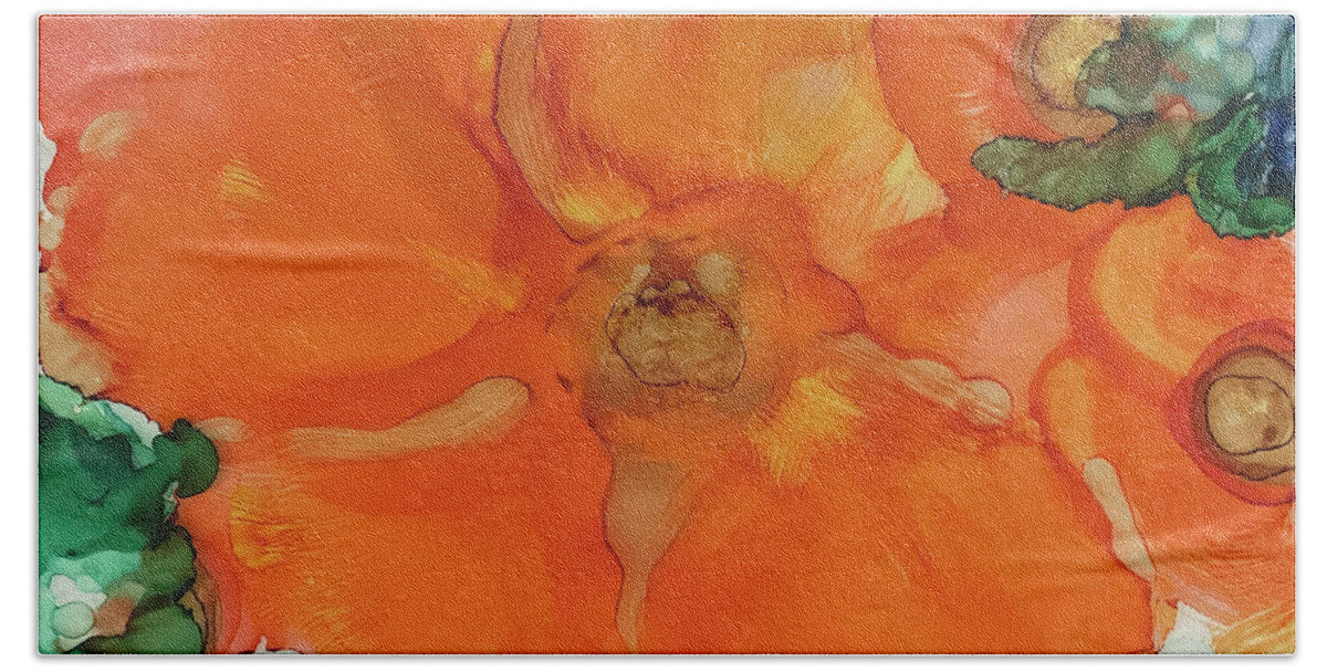 Flower Beach Towel featuring the painting Flower burst by ShelleyK Myers