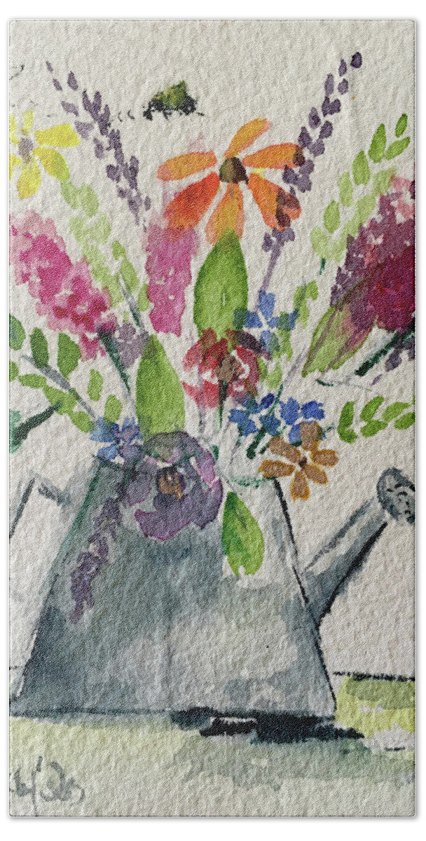 Flowers Beach Towel featuring the painting Flower Buzz by Roxy Rich