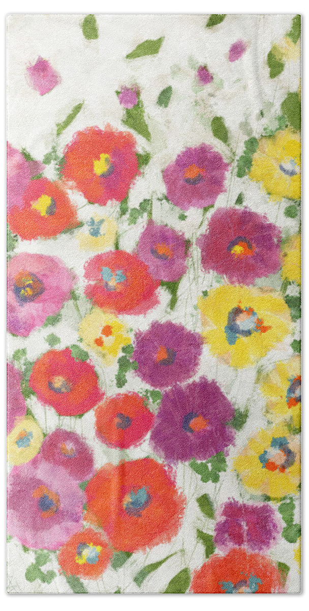 Flowers Beach Towel featuring the mixed media Flower Field- Art by Linda Woods by Linda Woods