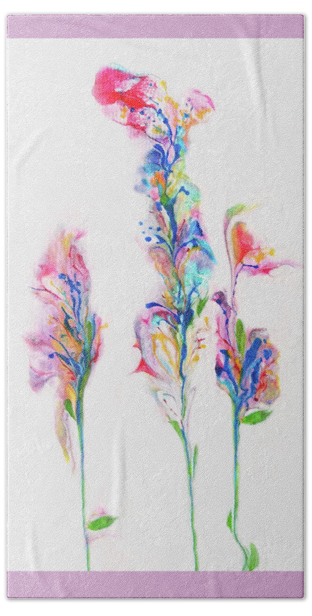 Colorful Flowers Beach Towel featuring the painting Flower Jazz by Deborah Erlandson