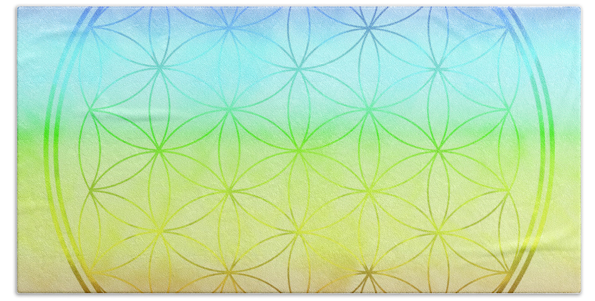 Flower Of Life Beach Towel featuring the digital art Flower of Life 1 by Angie Tirado