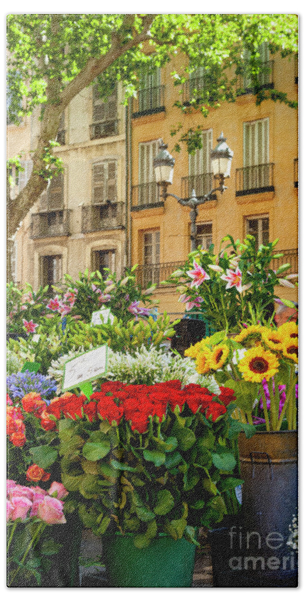 Provence Beach Towel featuring the photograph Flowers at Market - Aix en Provence France by Brian Jannsen