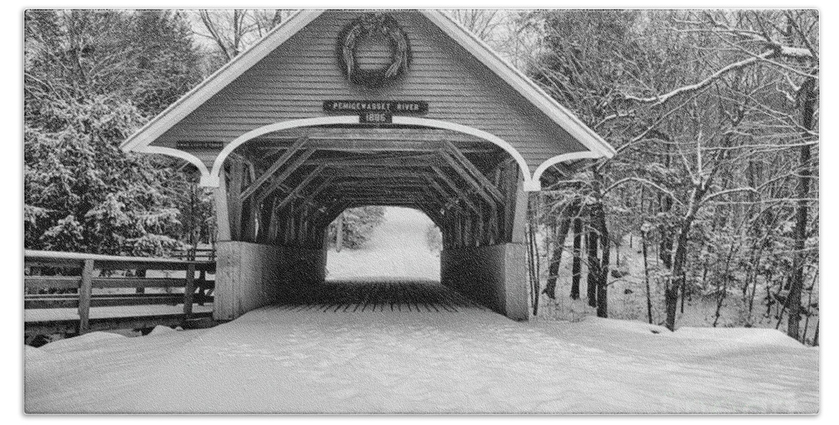 Christmas Reef Beach Sheet featuring the photograph Flume Covered Bridge - White Mountains New Hampshire USA by Erin Paul Donovan