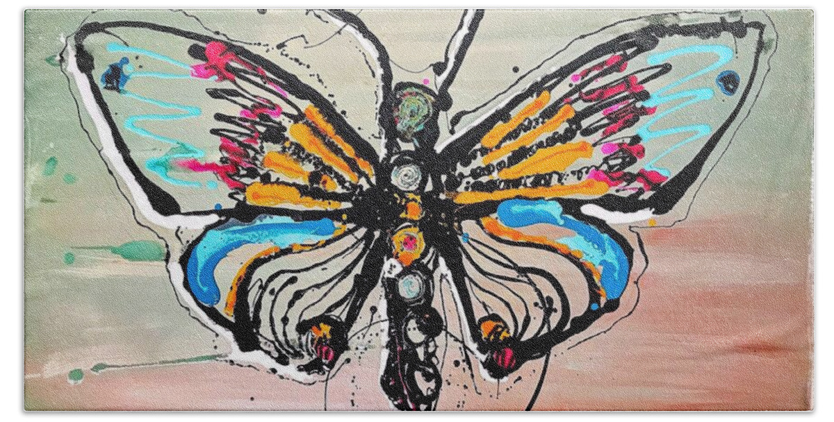 Butterfly Beach Towel featuring the painting Fly Away by Sergio Gutierrez