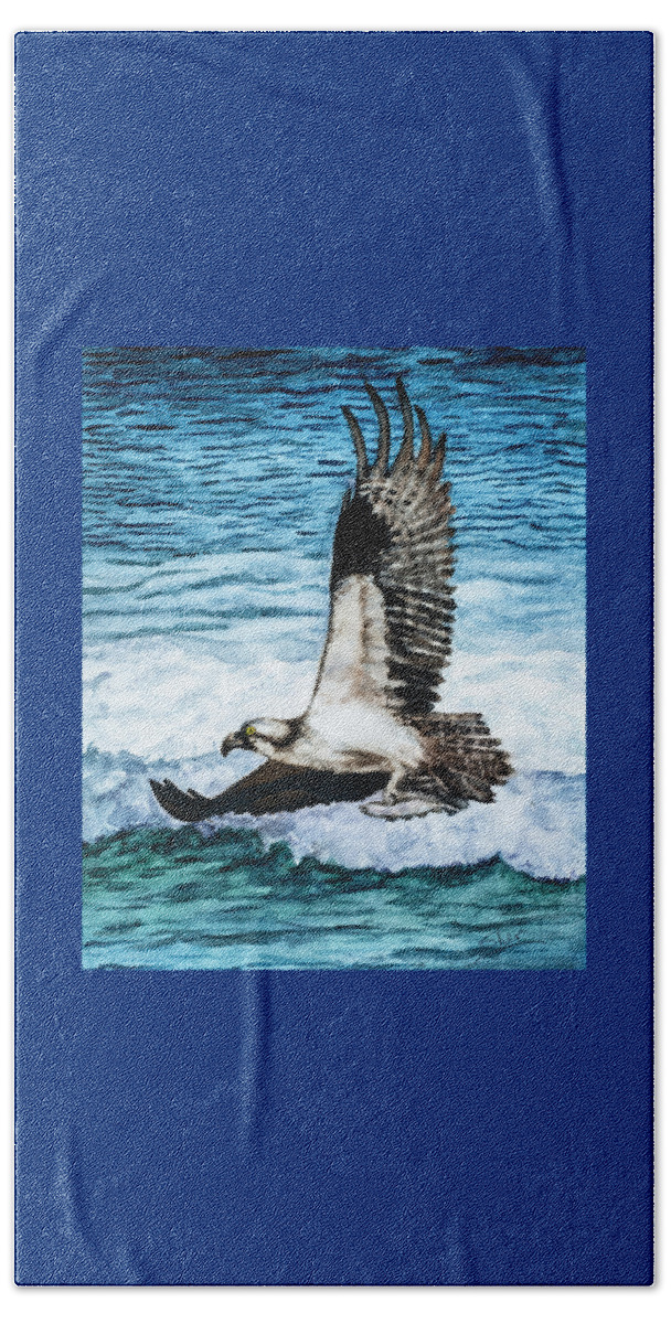 American Bald Eagles Beach Towel featuring the painting Flying Home With Dinner - Watercolor Art by Sher Nasser