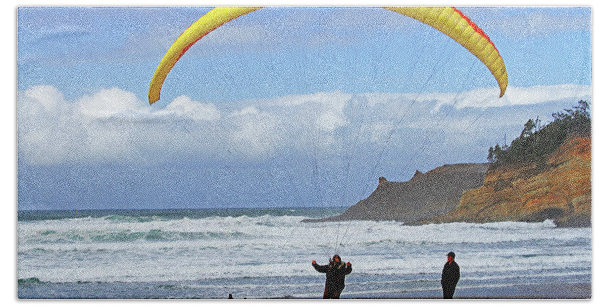 Flying Lessons At The Beach #2 Beach Towel featuring the digital art Flying Lessons At The Beach #2 by Tom Janca