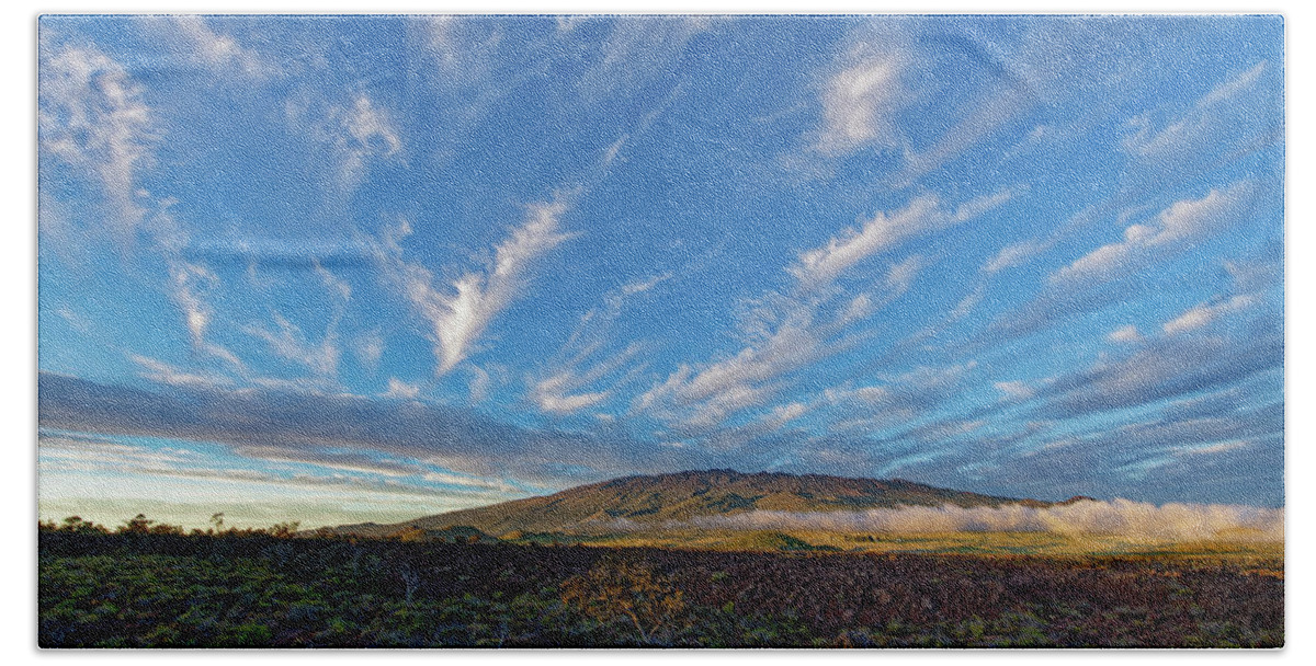 Hawai'i Island Beach Towel featuring the photograph Flying Skies Over Mauna Kea by Heidi Fickinger