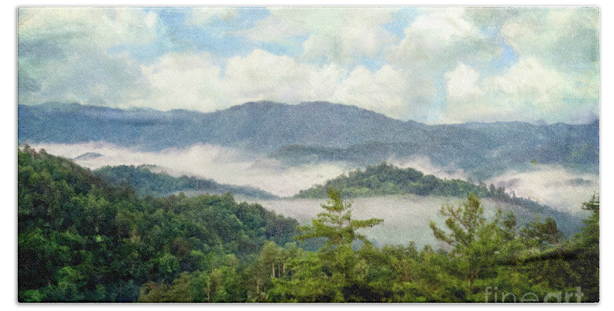 Fog Beach Towel featuring the photograph Fog in the Valley 3 by Phil Perkins