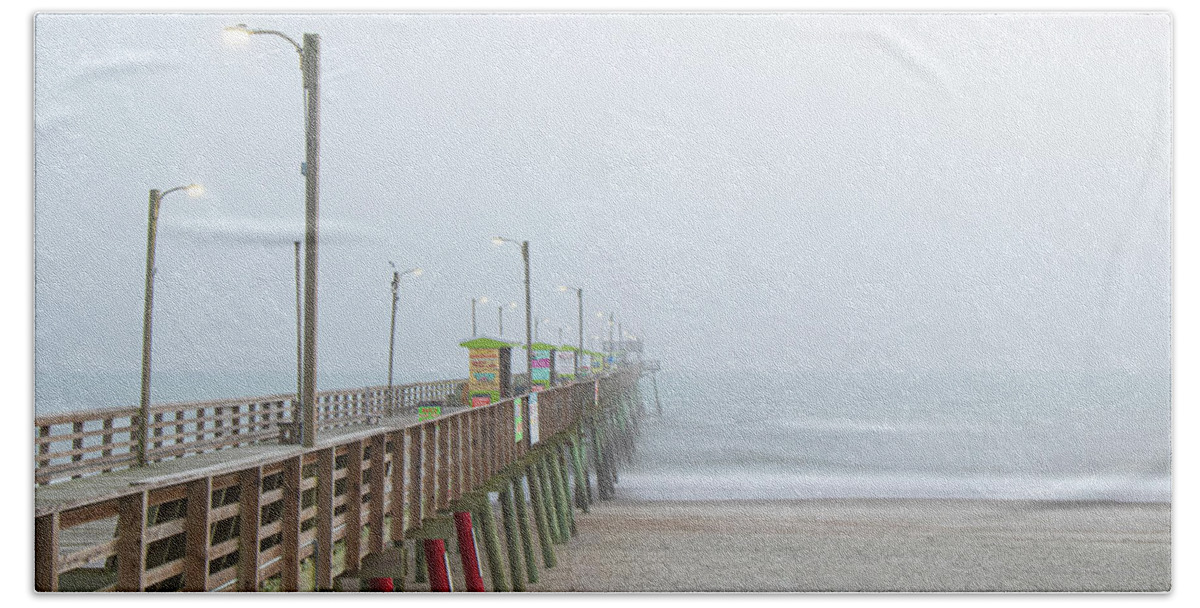 Fishing Beach Towel featuring the photograph Foggy Evening at Emerald Isle North Carolina by Bob Decker
