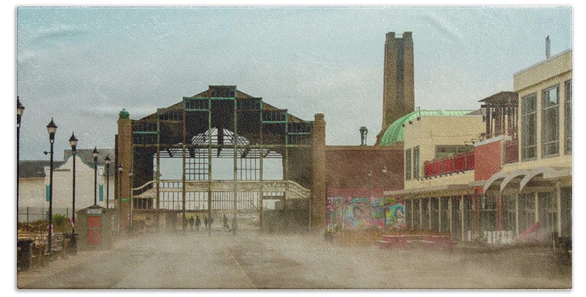 Asbury Park Beach Sheet featuring the photograph Foggy Morning In Asbury by Kristia Adams