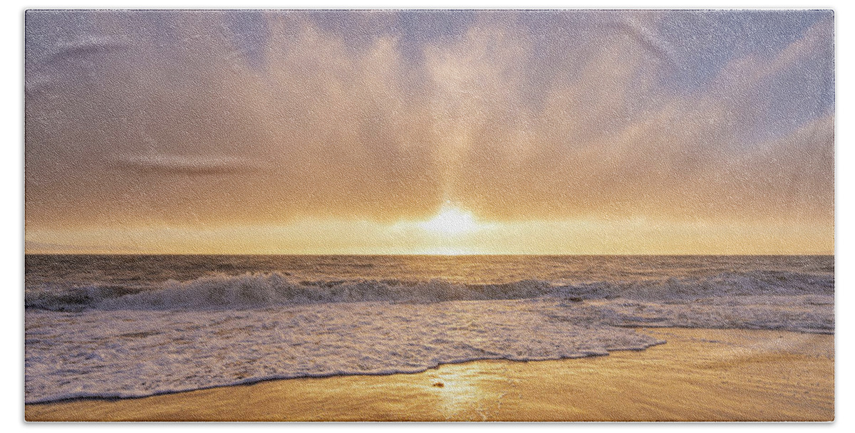 Fog Beach Towel featuring the photograph Foggy West Beach by Gary Skiff