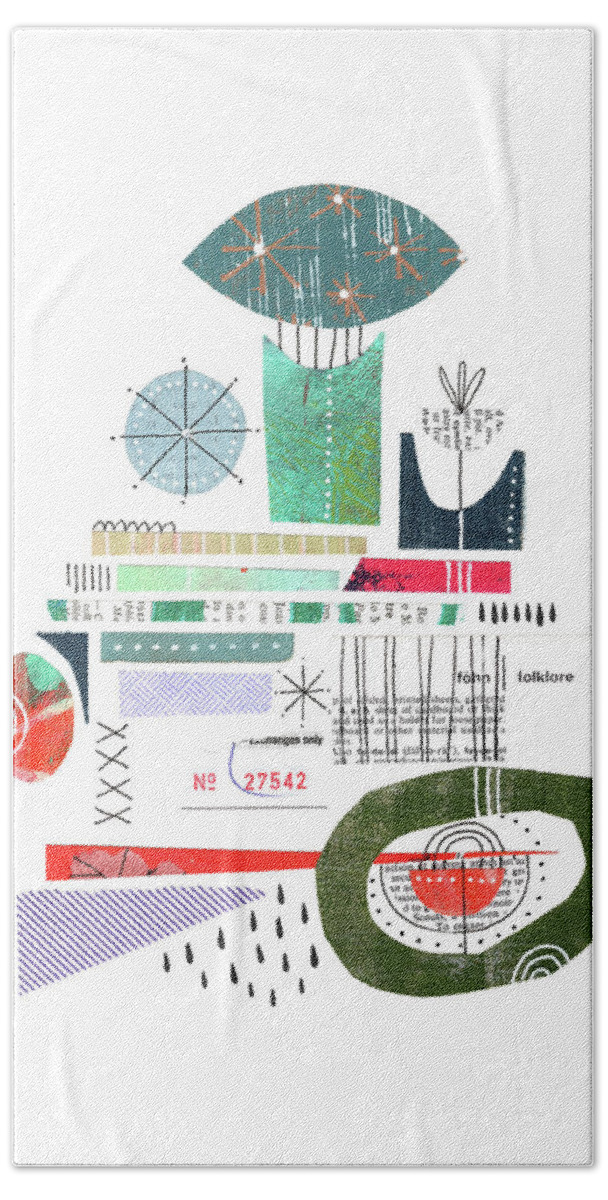 Collage Beach Towel featuring the mixed media Fohn Folklore by Lucie Duclos