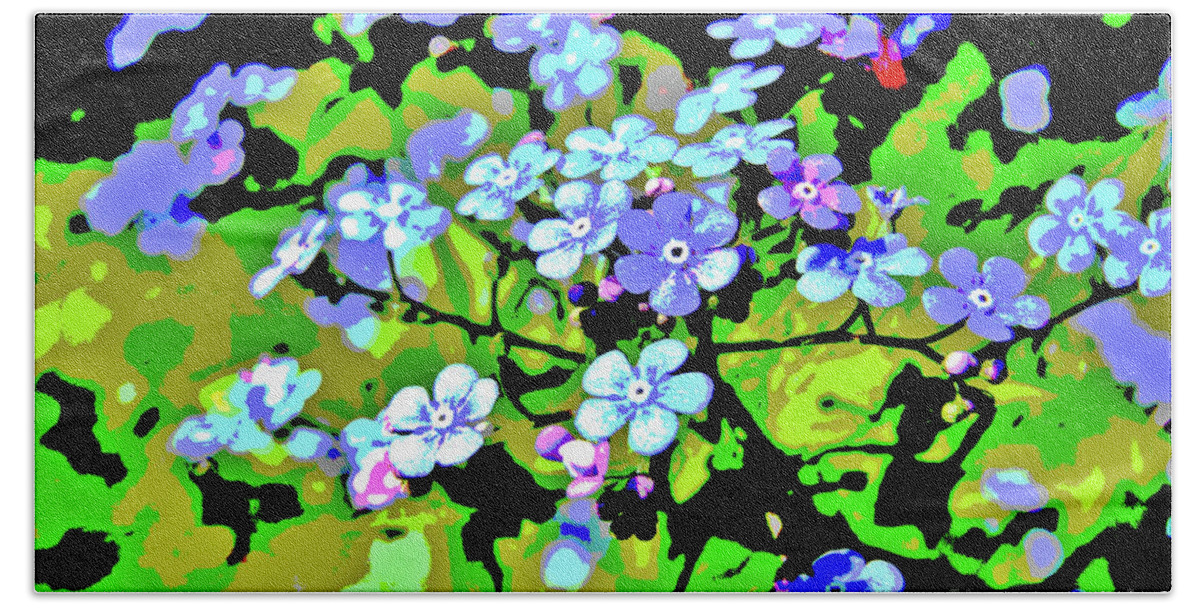 Forget-me-not Beach Towel featuring the digital art Forget Me Not by Mimulux Patricia No