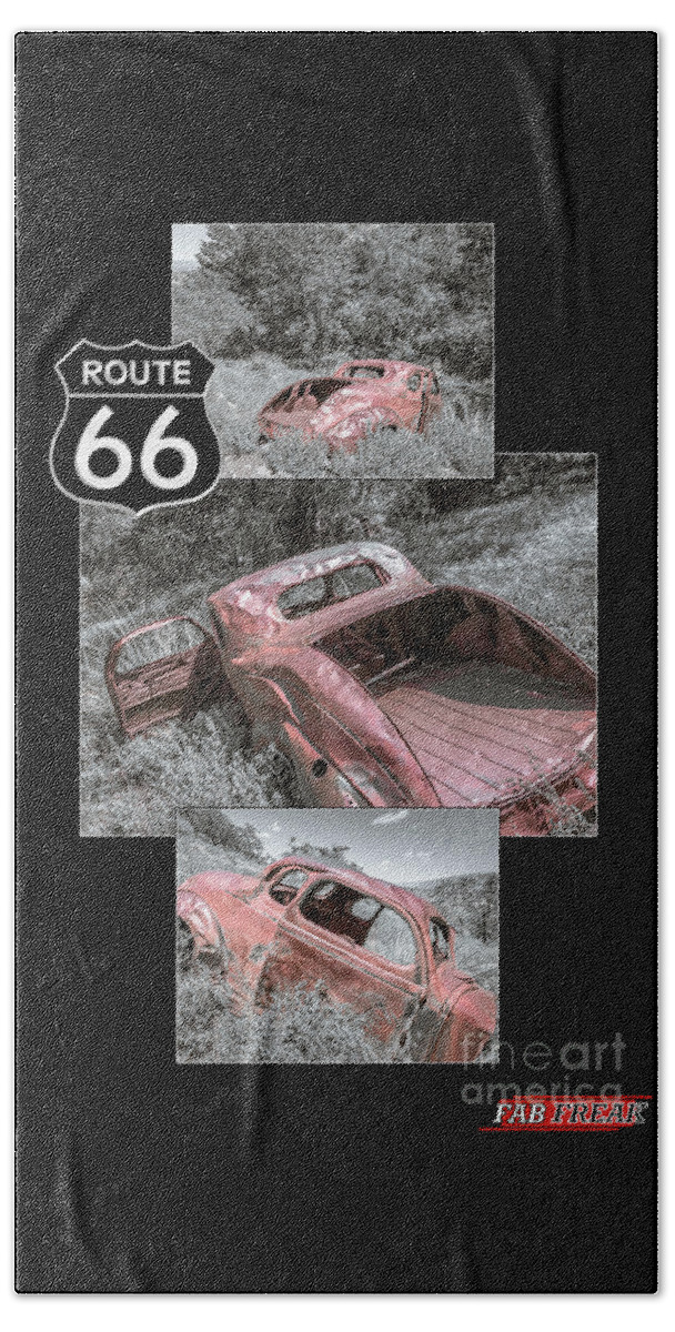 Forgotten Beach Towel featuring the photograph Forgotten Coupe collage by Darrell Foster