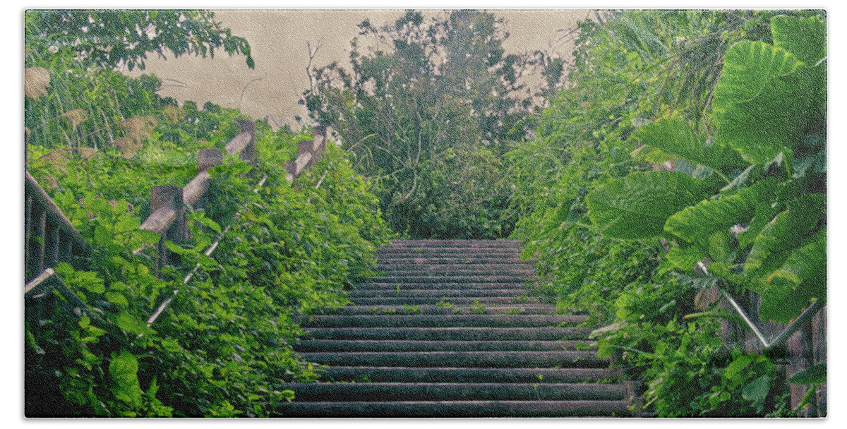 Stairs Beach Towel featuring the photograph Forgotten stairway by Eric Hafner