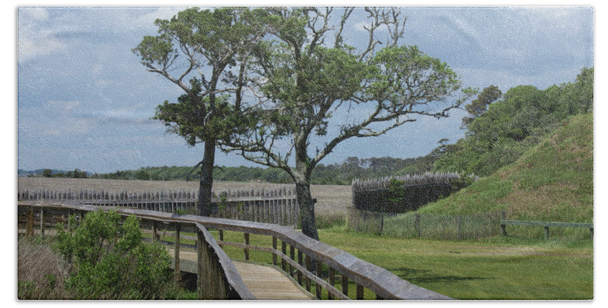  Beach Towel featuring the photograph Fort Fisher Boardwalk by Heather E Harman