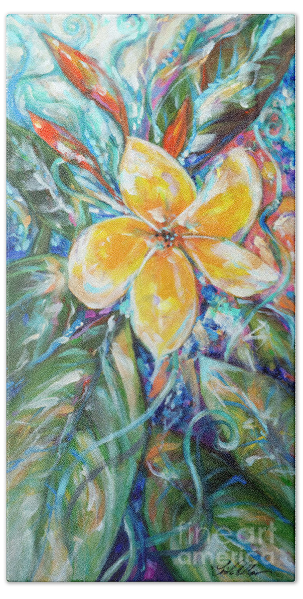 Flower Beach Sheet featuring the painting Frangipani by Linda Olsen