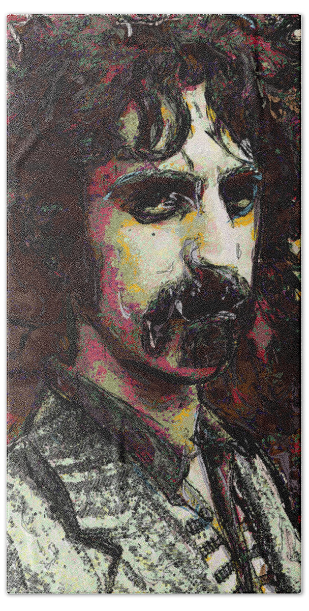 Zappa Beach Towel featuring the digital art Frank Zappa by David Lane