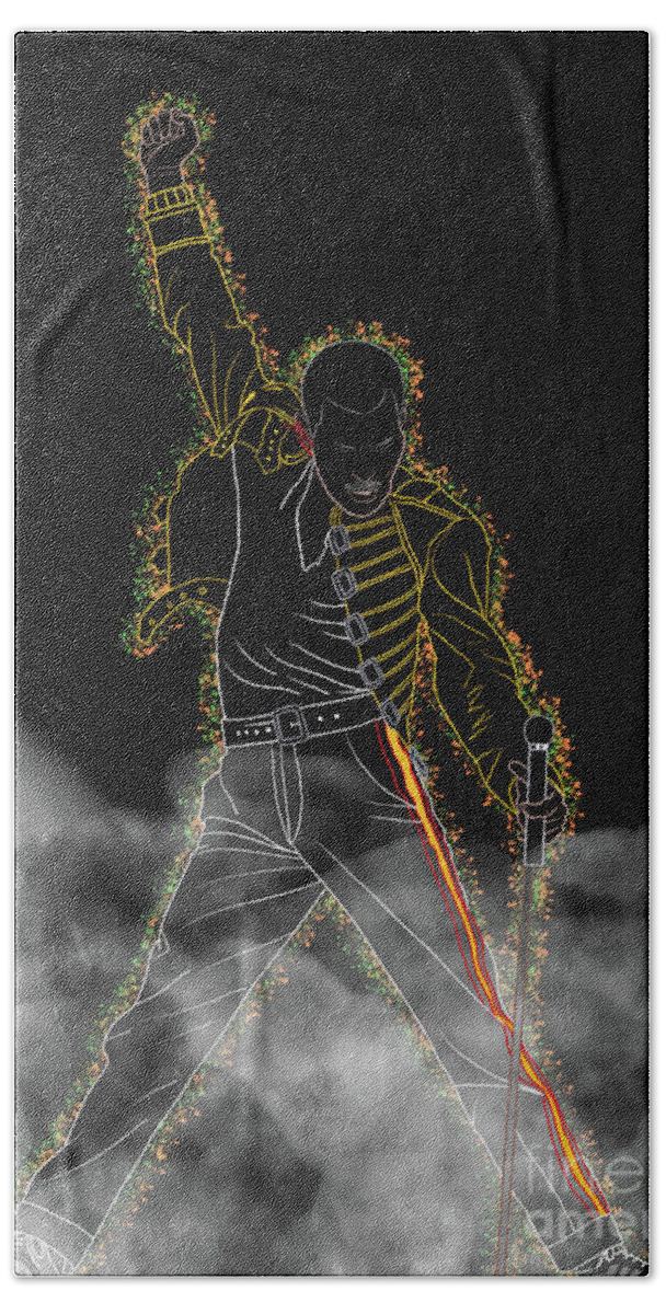 Freddie Mercury Beach Towel featuring the digital art Freddie Mercury Smoke by Marisol VB