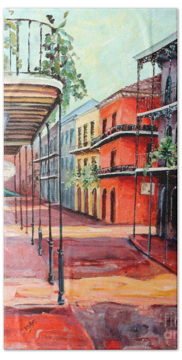 New Orleans Beach Towel featuring the painting French Quarter Beauty by Diane Millsap