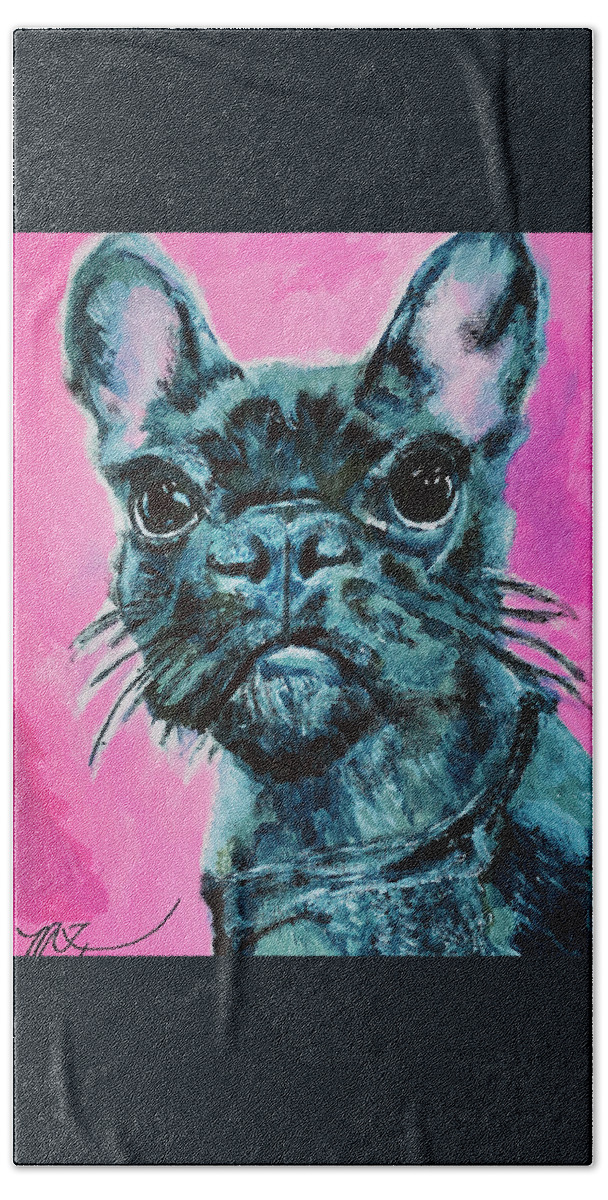 French Bulldog Beach Towel featuring the painting Frenchie by Melody Fowler