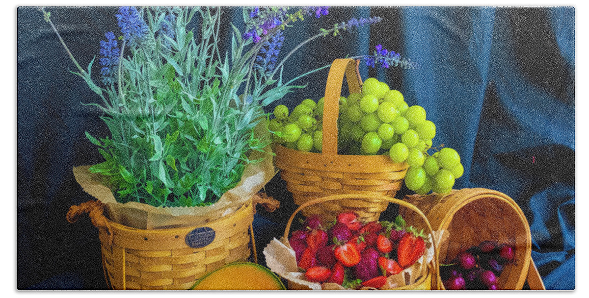 Fresh Fruit Baskets Beach Towel featuring the photograph Fresh Fruit Baskets by Sarah Phillips
