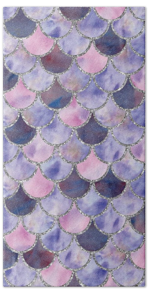 Mermaid Beach Towel featuring the digital art Fresh Purple Mermaid Scales by Sambel Pedes