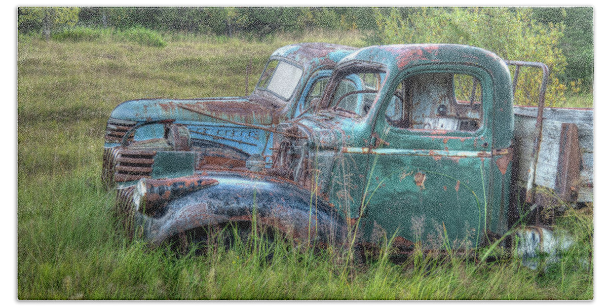 Ford Chevy Beach Sheet featuring the photograph Friends in Retirement by Kristia Adams