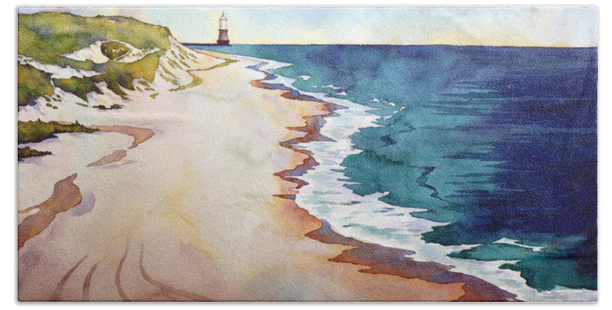 Watercolor Beach Towel featuring the painting From Rehoboth to Henlopen by Mick Williams