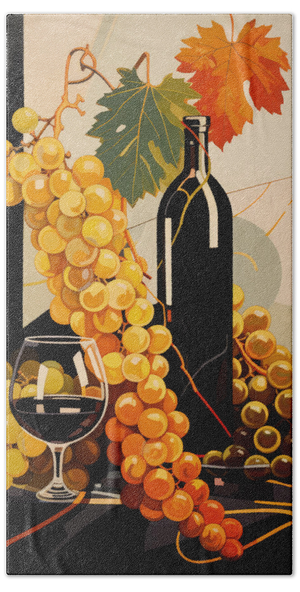 Grapes Beach Towel featuring the painting From Vine to Art by Lourry Legarde