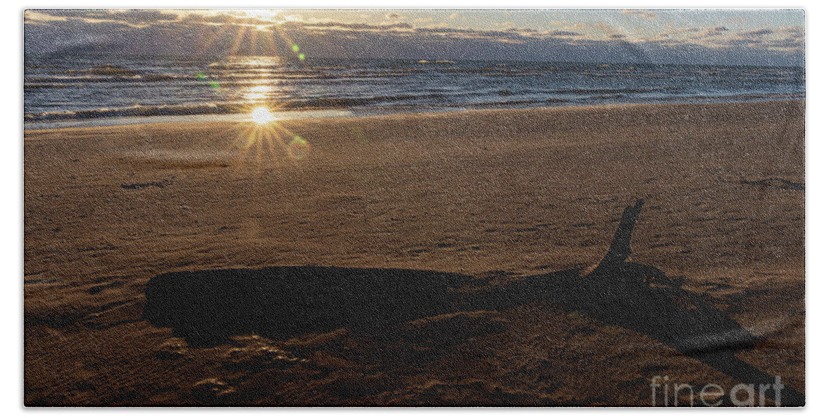 Sunrise Beach Towel featuring the photograph Frozen sand sunrise 2 by Eric Curtin