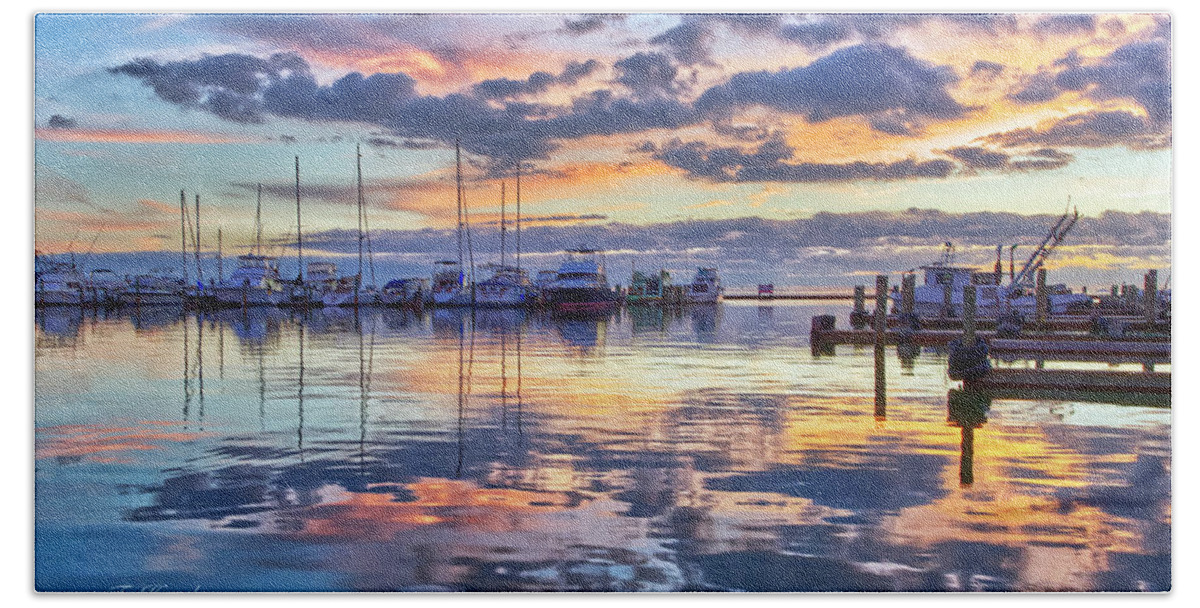 Reflections Beach Towel featuring the photograph Fulton Harbor Sunrise by Ty Husak