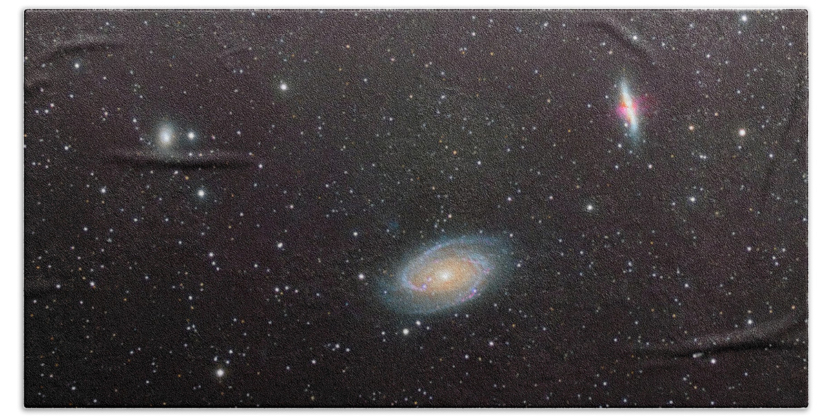 Bodes Galaxy Beach Towel featuring the photograph Galactic Trio by Ralf Rohner