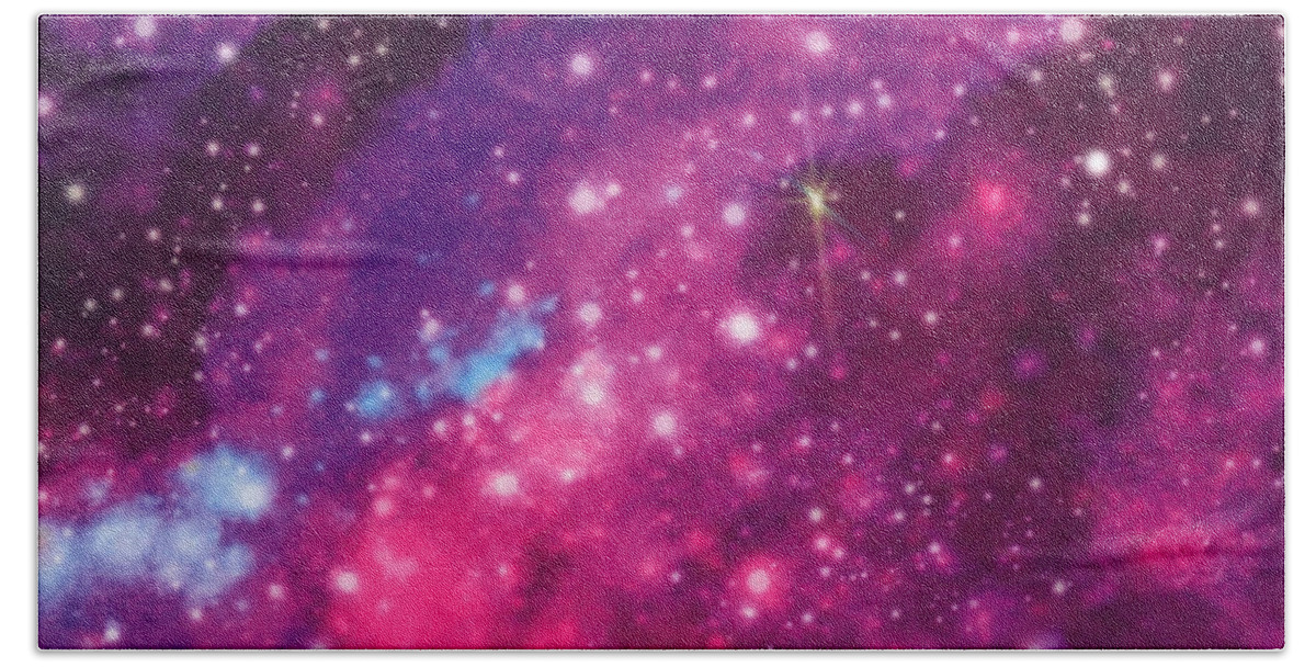Galaxy Beach Towel featuring the digital art Galactic Passion by Mary J Winters-Meyer