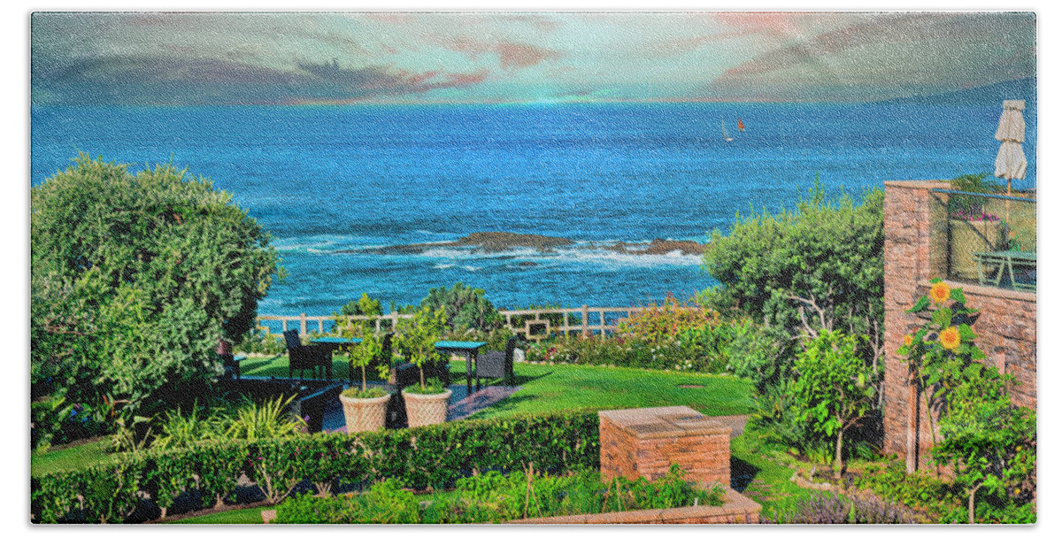 Garden By The Sea Beach Towel featuring the photograph Garden By The Sea by David Zanzinger