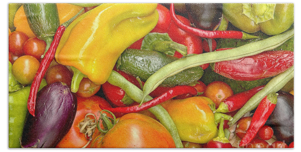 Peppers Beach Towel featuring the photograph Garden Vegetable Collection by Adam Jewell