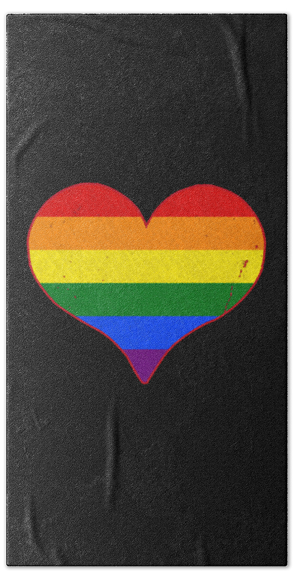 Funny Beach Towel featuring the digital art Gay Pride Love Heart by Flippin Sweet Gear